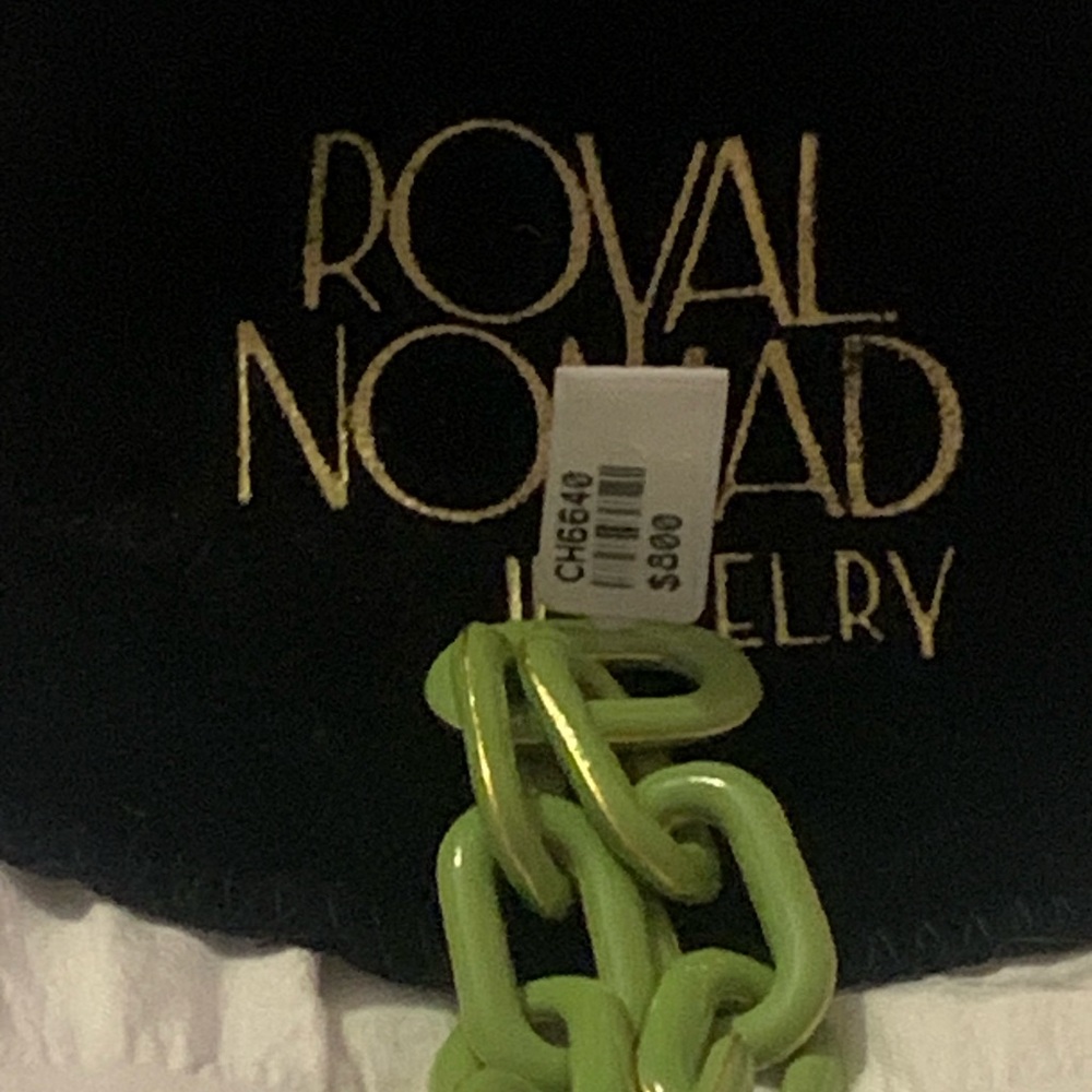 Royal Nomad Plated Gold Green Link Necklace with Diamonds - Picture 4 of 8